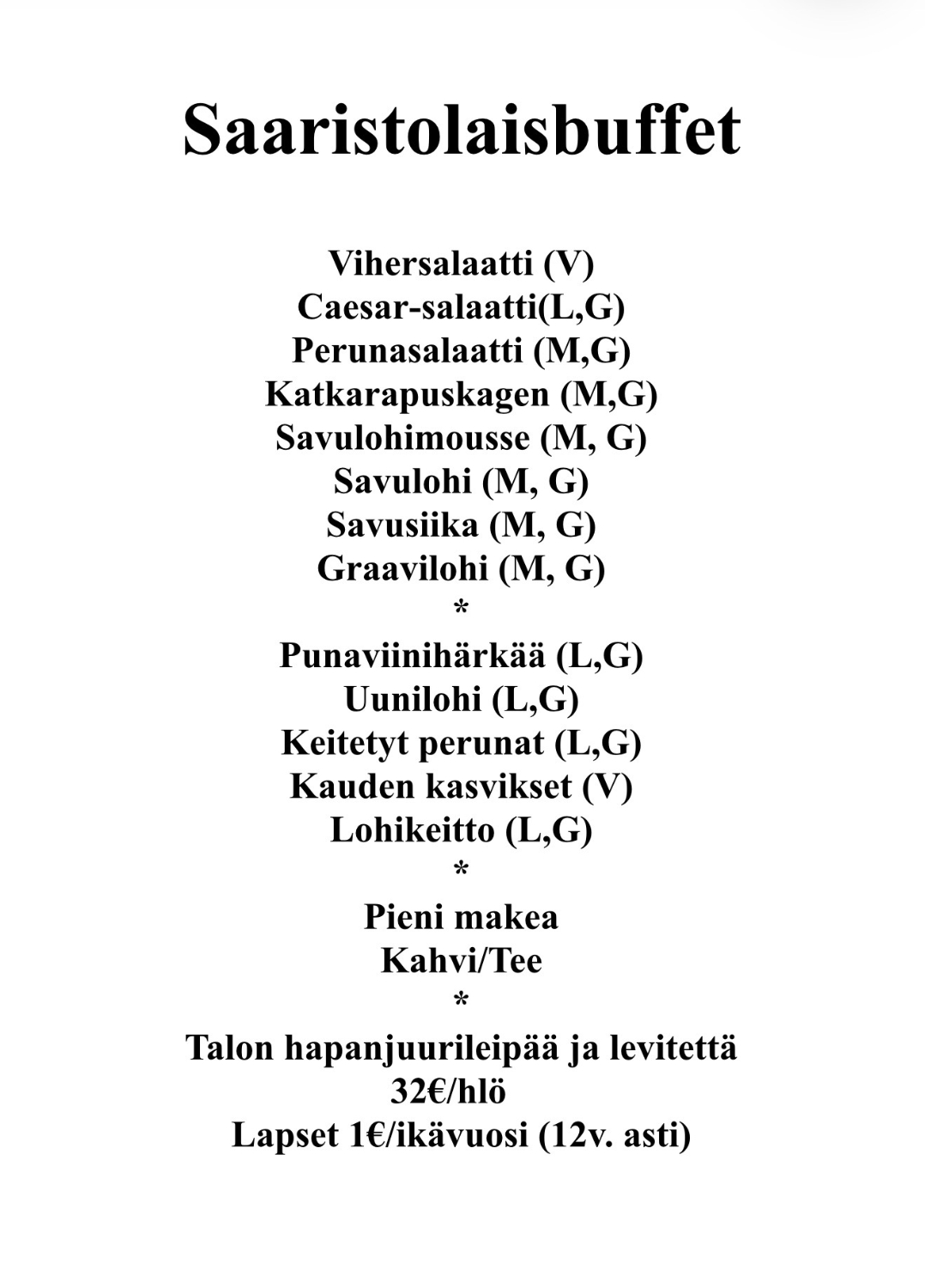 Juhannuksena saa myös haluttua Saaristolaisbuffettia